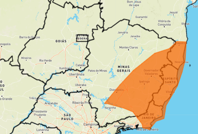 Inmet emite alerta de acumulado de chuva para ariana, Ouro Preto e outras 452 cidades em Minas