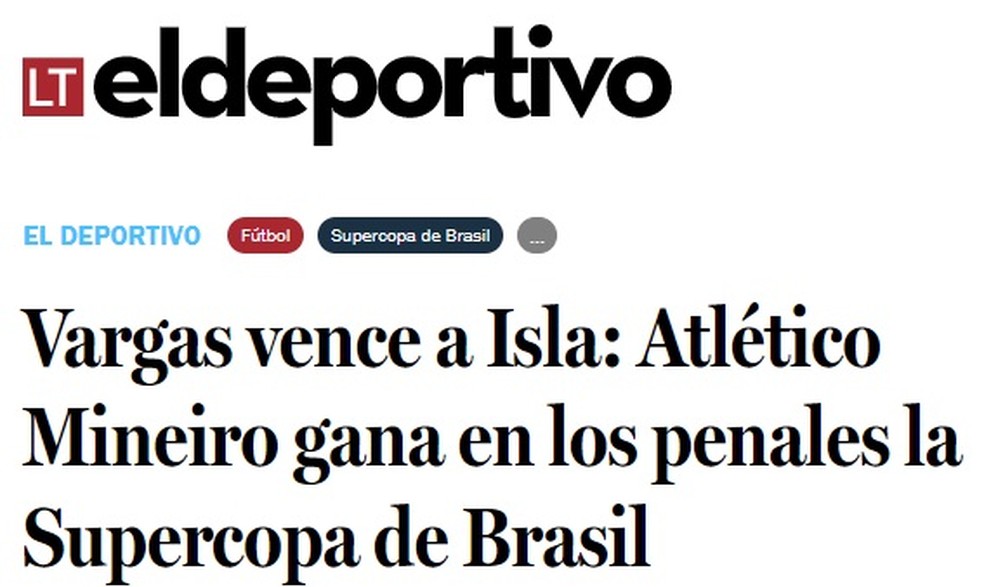 De Chile a Portugal, título da Supercopa do Atlético ganha repercussão internacional