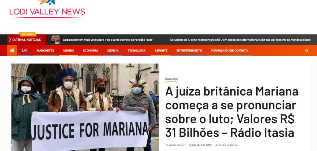 Julgamento sobre o rompimento da barragem em Mariana é destaque na mídia internacional