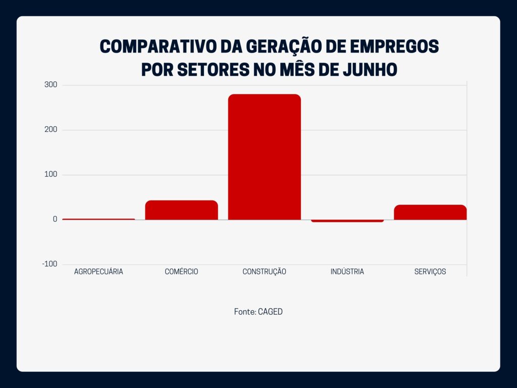 VAGAS DE EMPREGO POR SETOR EM JUNHO