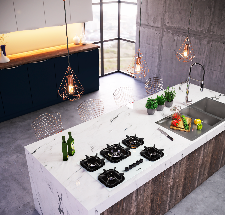 Para aqueles que não abrem mão de cozinhar em um Cooktop em vidro, a Mueller conta com modelos tripla chama, que proporcionam desempenho gourmet com 3,6 kW de potência. Soma-se também a robustez e a segurança das grades de ferro fundido com seis pontos de apoio