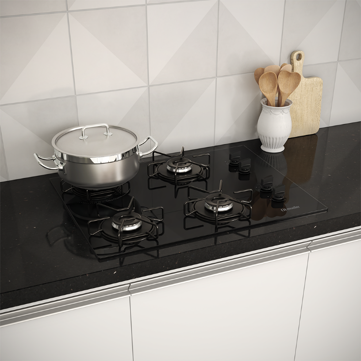 Após a higienização das peças e do cooktop, é sugerido acender as bocas do cooktop por alguns segundos.