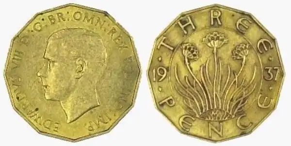 O Threepence de latão de Edward VIII de 1937