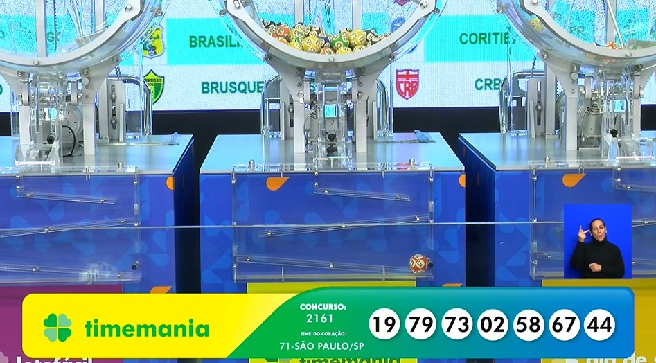 Números do sorteio da Timemania 2161