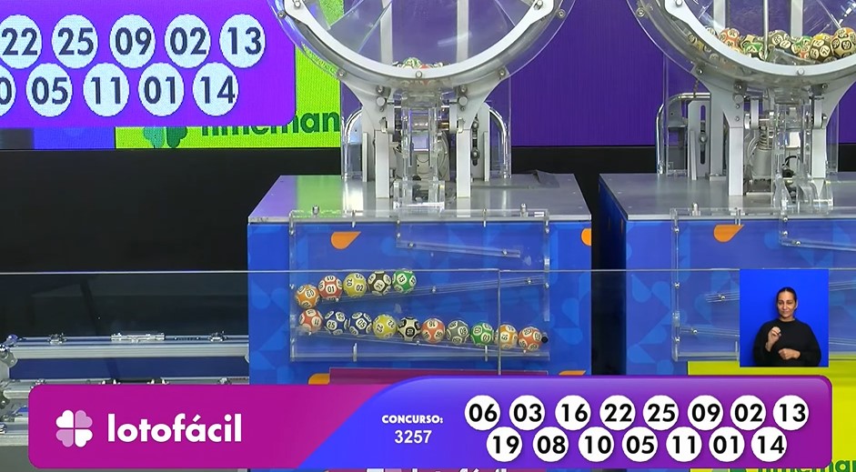 Números do sorteio da Lotofácil 3257