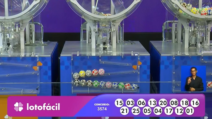 Números do sorteio da Lotofácil 3574