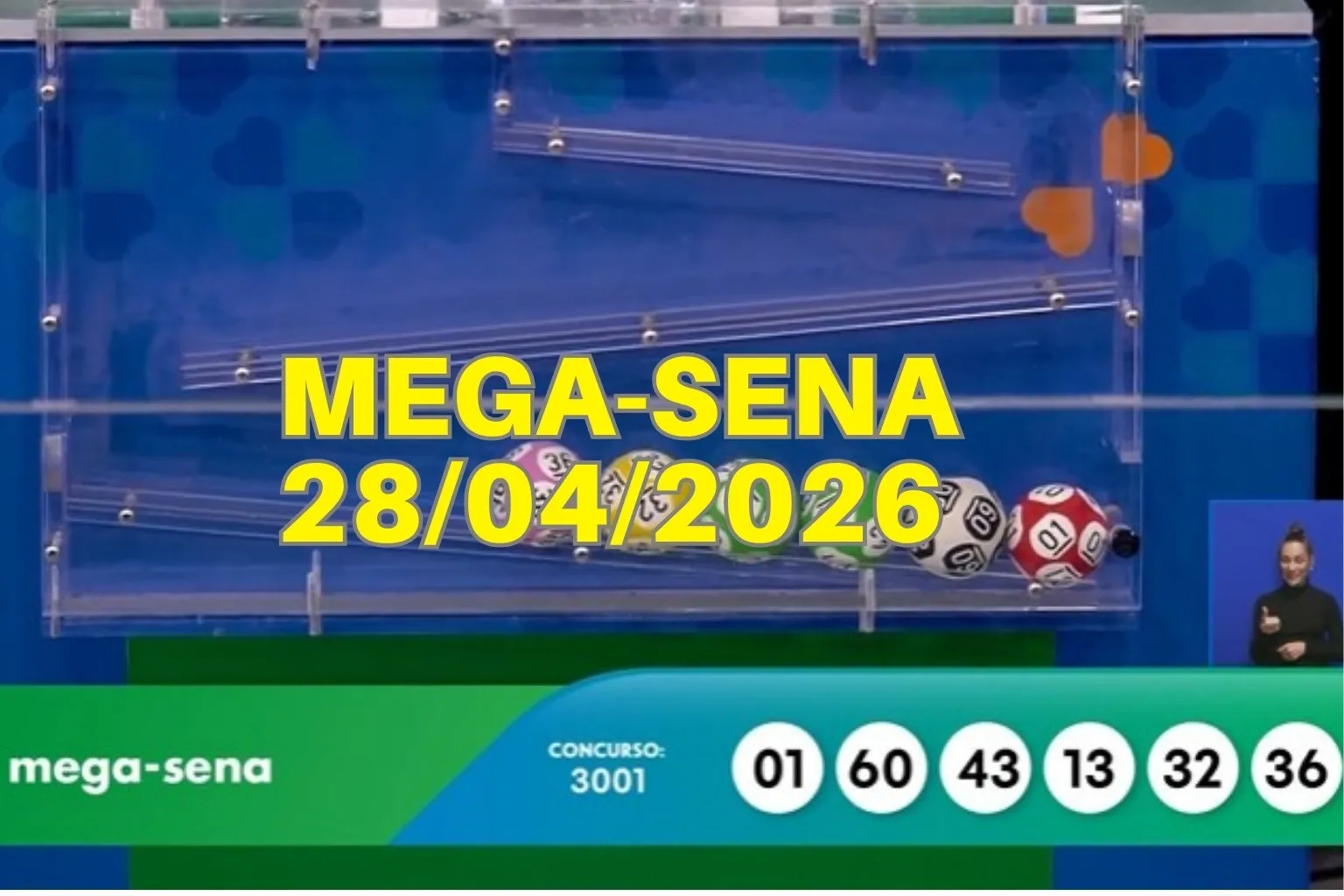 Resultado da Mega-Sena 3001 de hoje, terça-feira (28/04/2026)