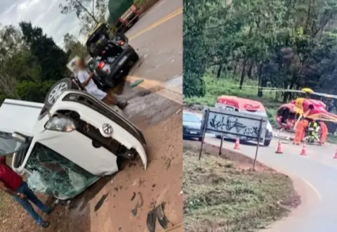 Acidente entre dois carros deixa uma pessoa morta e três feridas na BR-356, em Itabirito