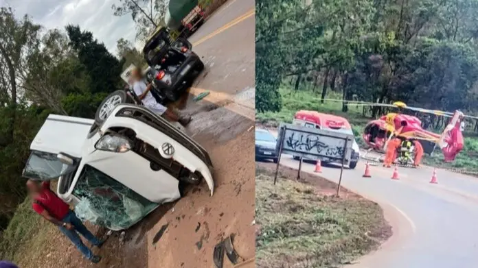 Acidente entre dois carros deixa uma pessoa morta e três feridas na BR-356, em Itabirito