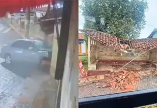 Câmeras da Guarda levantam suspeita sobre quem dirigia carro que destruiu ponto de ônibus em Mariana