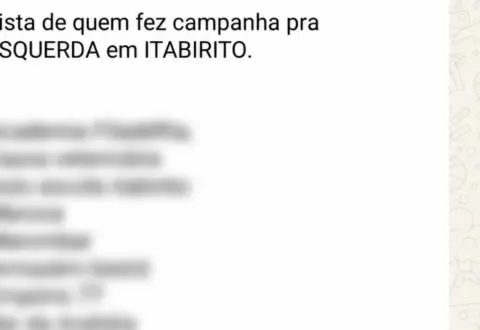 Lista de boicote a comércios em Itabirito gera alerta sobre perseguição política