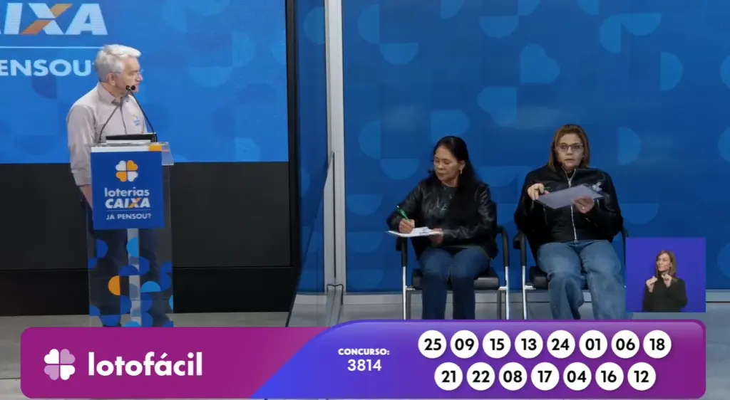 Números do sorteio da Lotofácil 3814