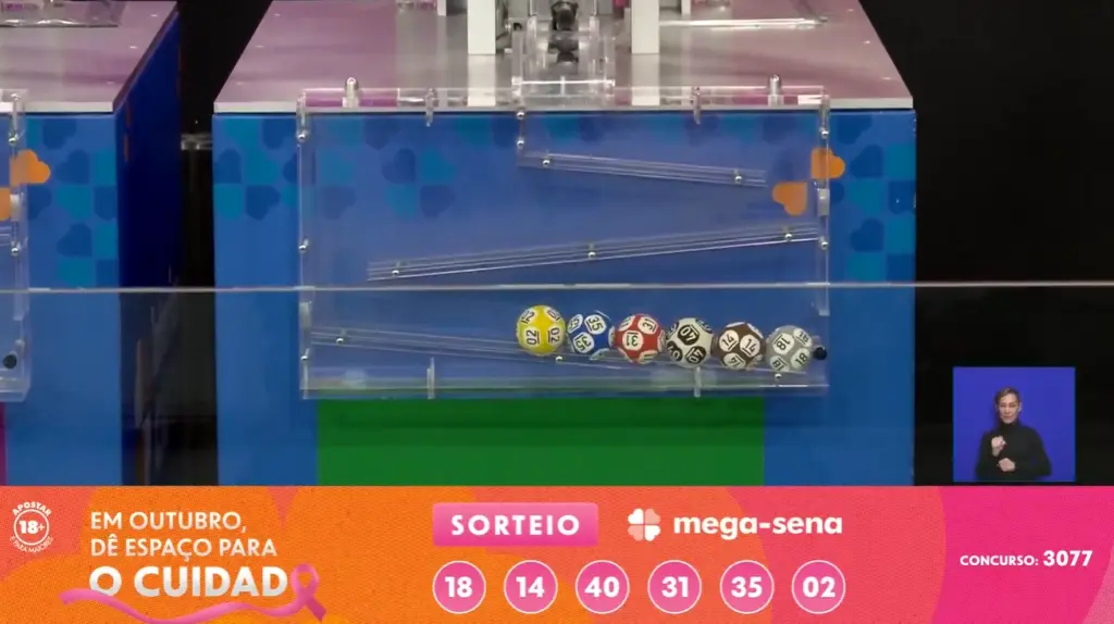 Números do sorteio da Mega-Sena 3077