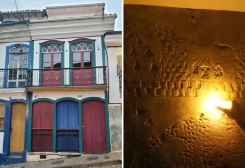 Desenhos em casarão de Ouro Preto podem ser homenagem funerária a mulher africana escravizada